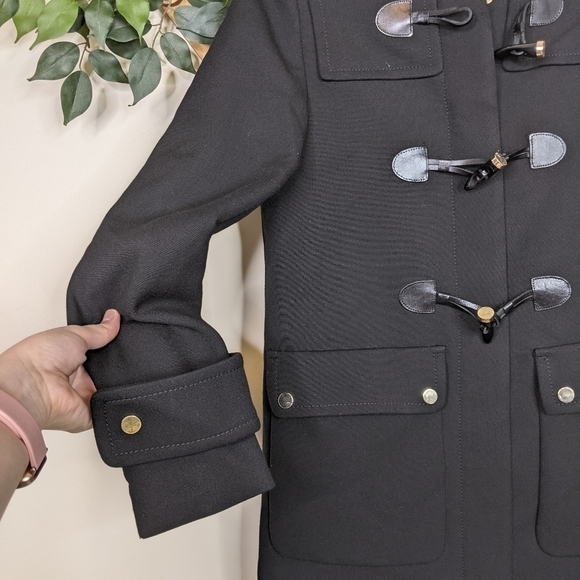 Zara Duffle Style Horn Toggle Black Pea Coat Jacket - Picture 4 of 10